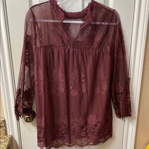 Elegant Lace Burgundy Top by Chance or Fate